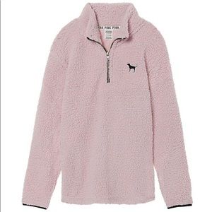 PINK quarter zip sherpa jacket